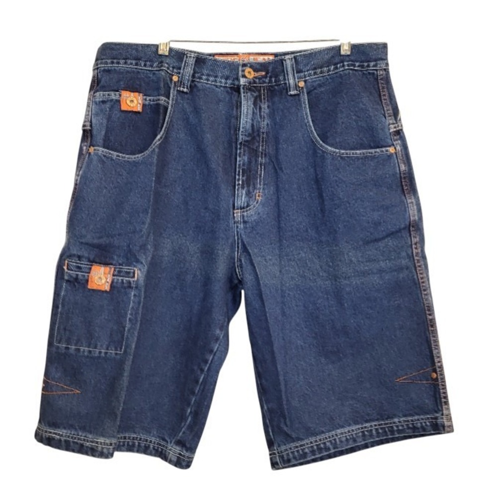 NWT OZOC VTG OZOC Men's Y2K Denim Skater Baggy Wide Long Jean Shorts 38